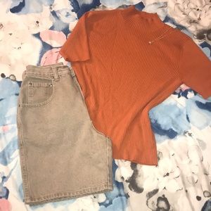 Orange Short Sleeve Turtleneck